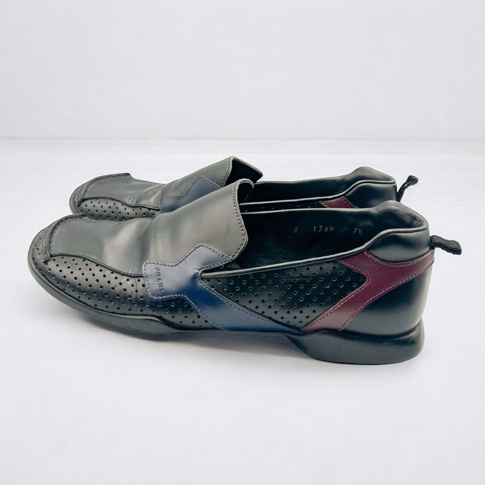Prada Black Leather Slip-On Loafers - Picture 2 of 9